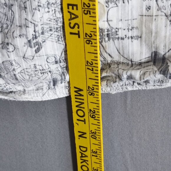 DKNY JEANS casual button down shirt men's size L white with "blueprint" pattern - Picture 11 of 11